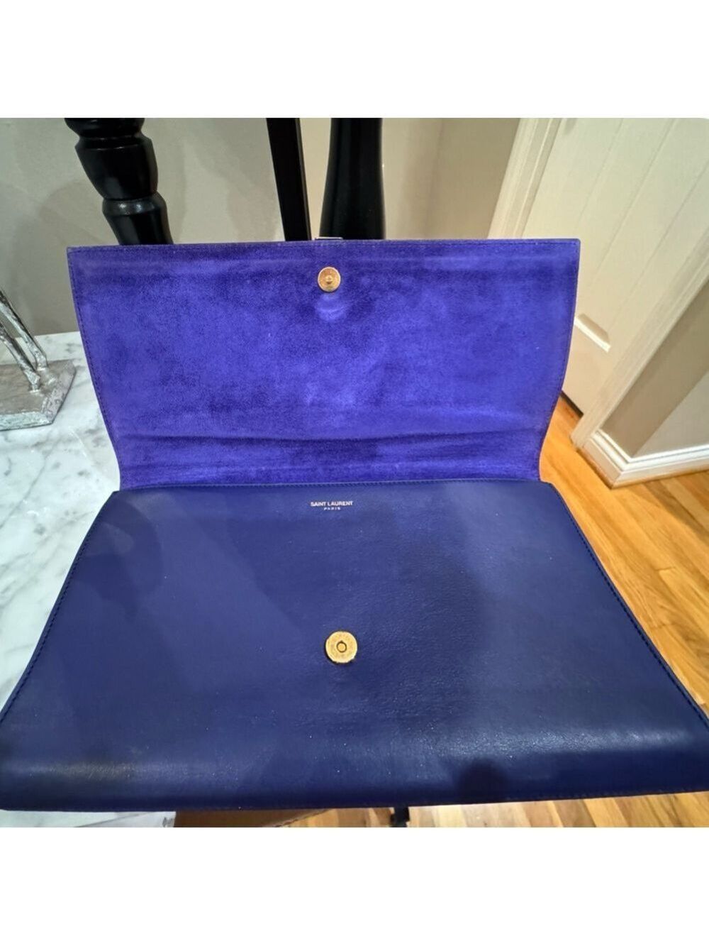 Saint Laurent - Classic Y Ligne Clutch Blue Leather - EUC - Picture 7 of 10
